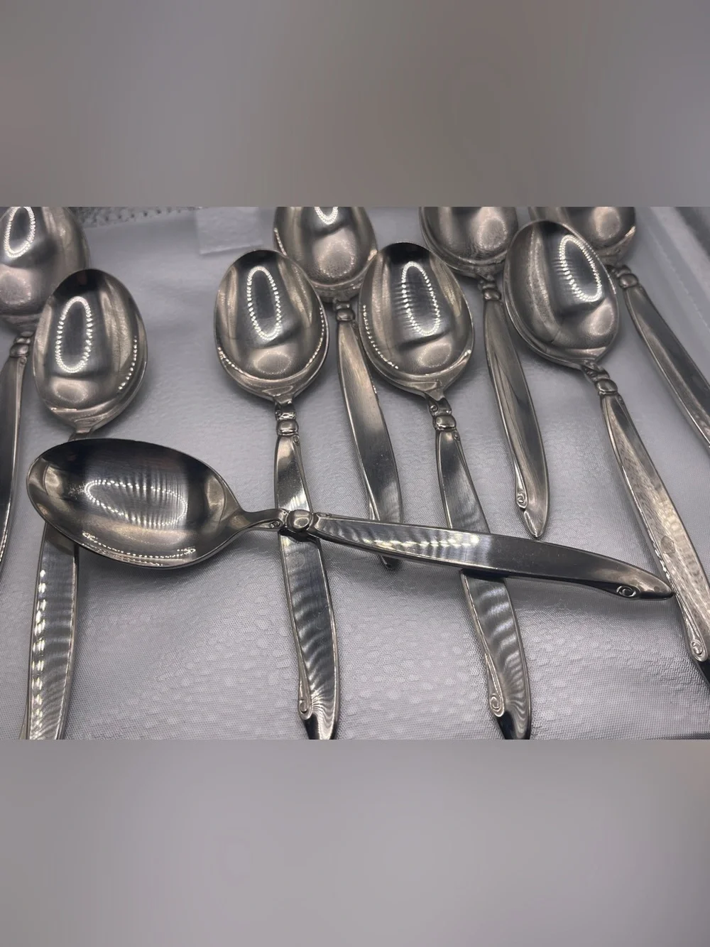 Vintage OneidaCraft Premier MCM Shoreline Stainless Steel Spoons Set of 10 (SSS)
